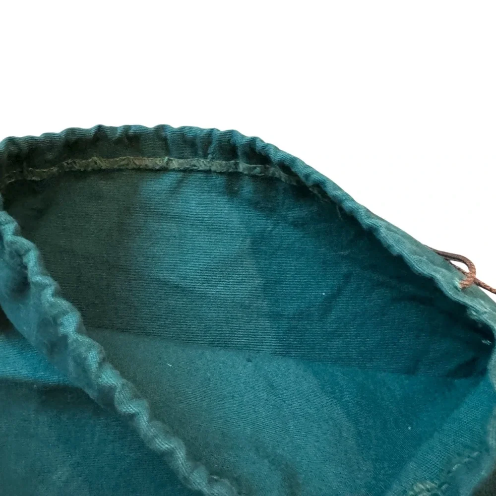 H.S. Trask & Co. Shoe Dust Bag Green Canvas Drawstring Leather Tab Storage Large